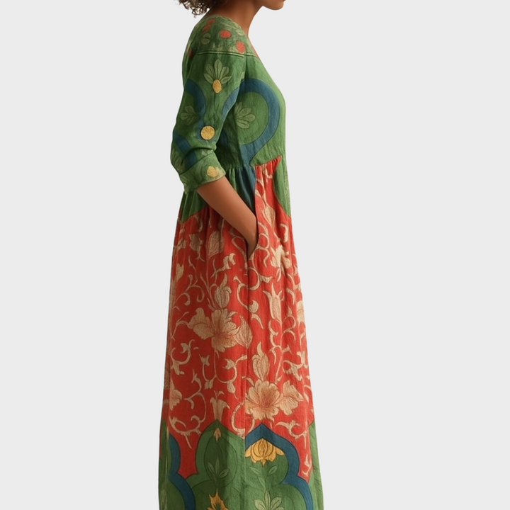 Klara - Duga haljina s vintage cvjetnim printom