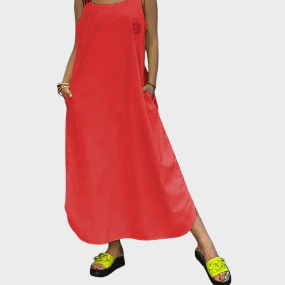 Marinka - Haljina s naramenicama od pamuka i lana