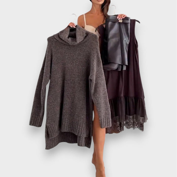 Luna - Dvodijelni set za slobodno vrijeme s džemperom s čipkastim rolkom