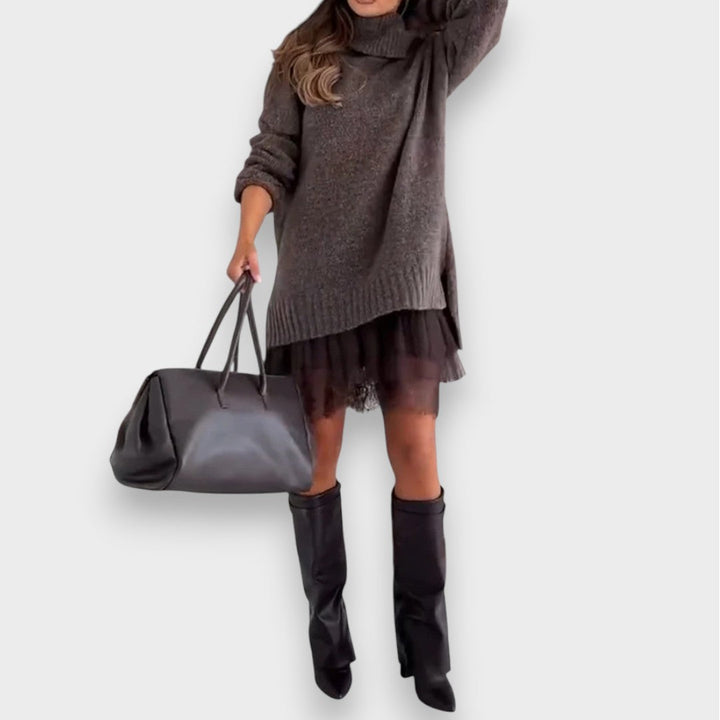 Luna - Dvodijelni set za slobodno vrijeme s džemperom s čipkastim rolkom