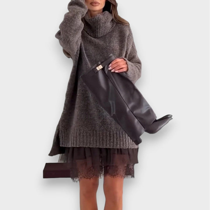 Luna - Dvodijelni set za slobodno vrijeme s džemperom s čipkastim rolkom