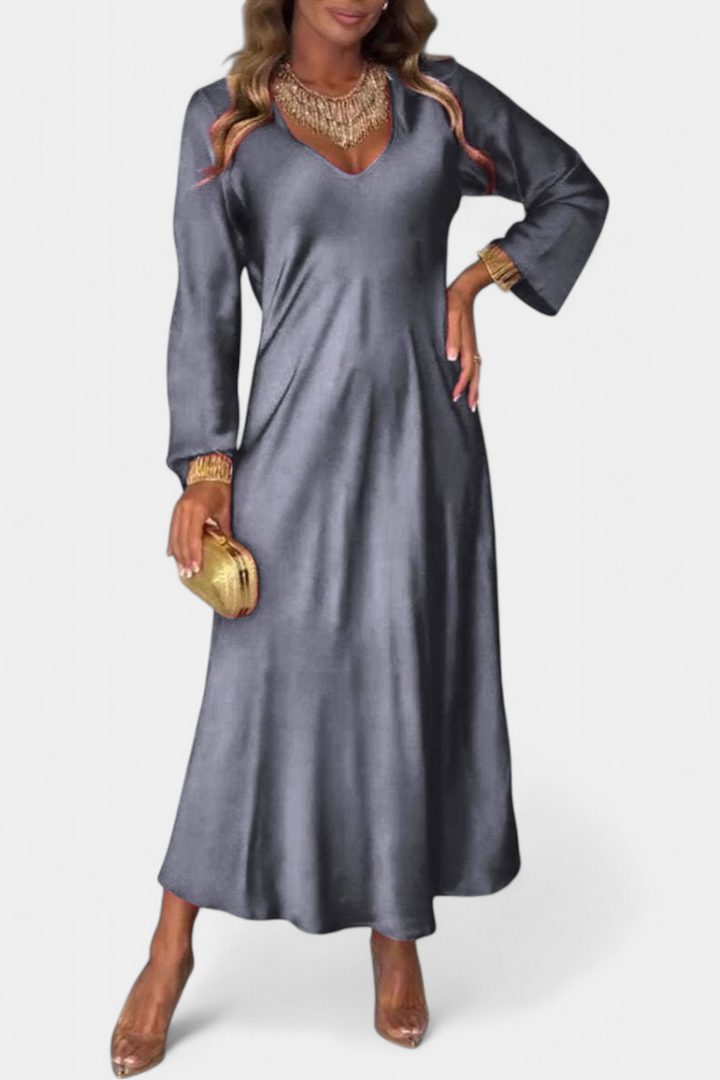 Martina Haljina Fluida s V Izrezom i Dugim Rukavima