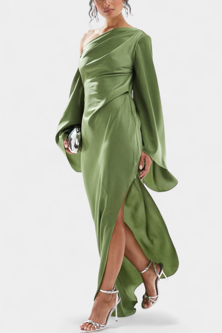 Franka Asimetrična Maxi Haljina s Jednim Rame i Oblikovanom Strukom