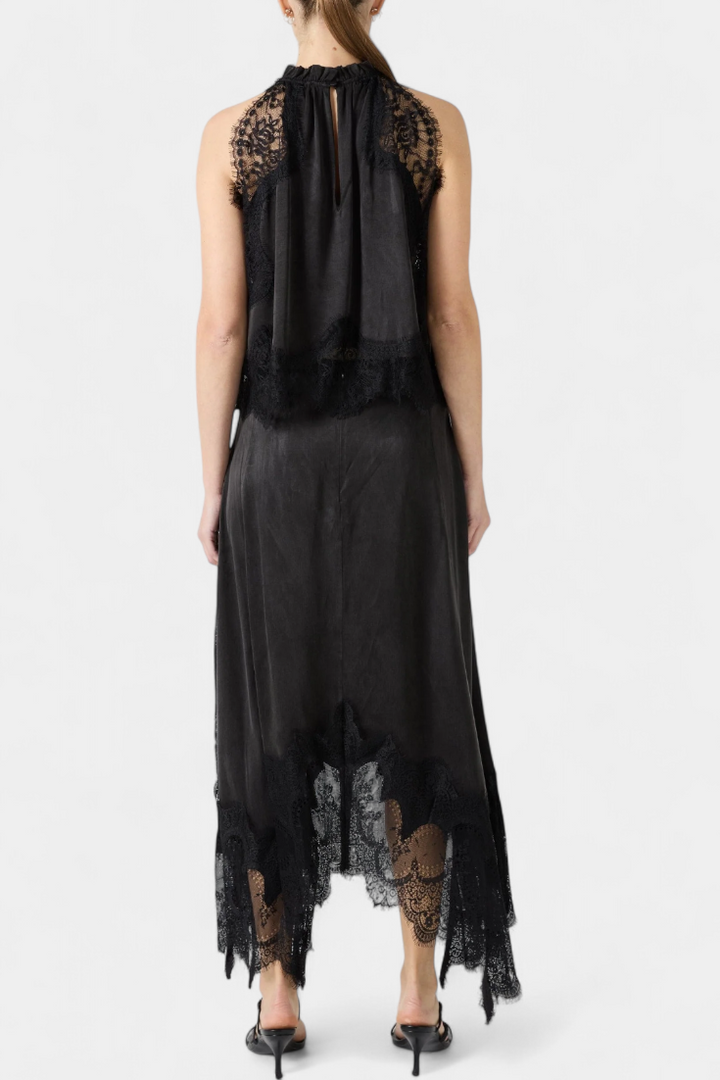 Nada Midi Suknja s Čipkastim Detaljima i Asimetričnom Porubom