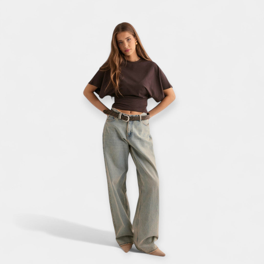 Stana - Majica s Udubljenim Širokim Rukavima