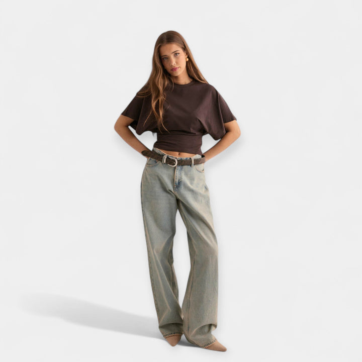 Stana - Majica s Udubljenim Širokim Rukavima